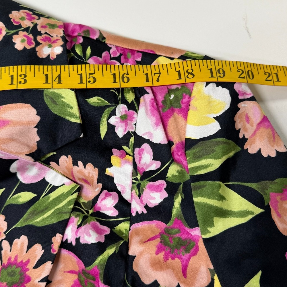 Avenue Floral Blazer Women Plus 26 Black Pink Yellow Cotton Stretch Ruched Sleev - Picture 8 of 11